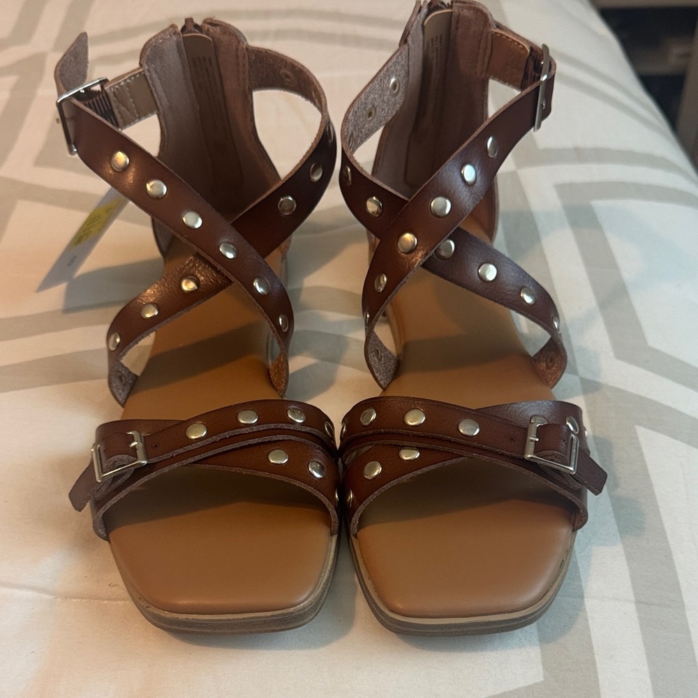 Time and Tru Brown Studded Sandals